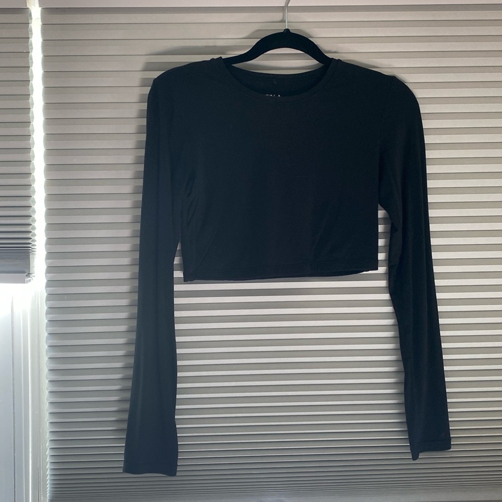 TALA Cropped black long sleeve top- size large